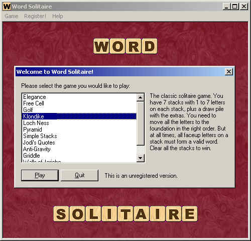 Word Solitaire Screenshot